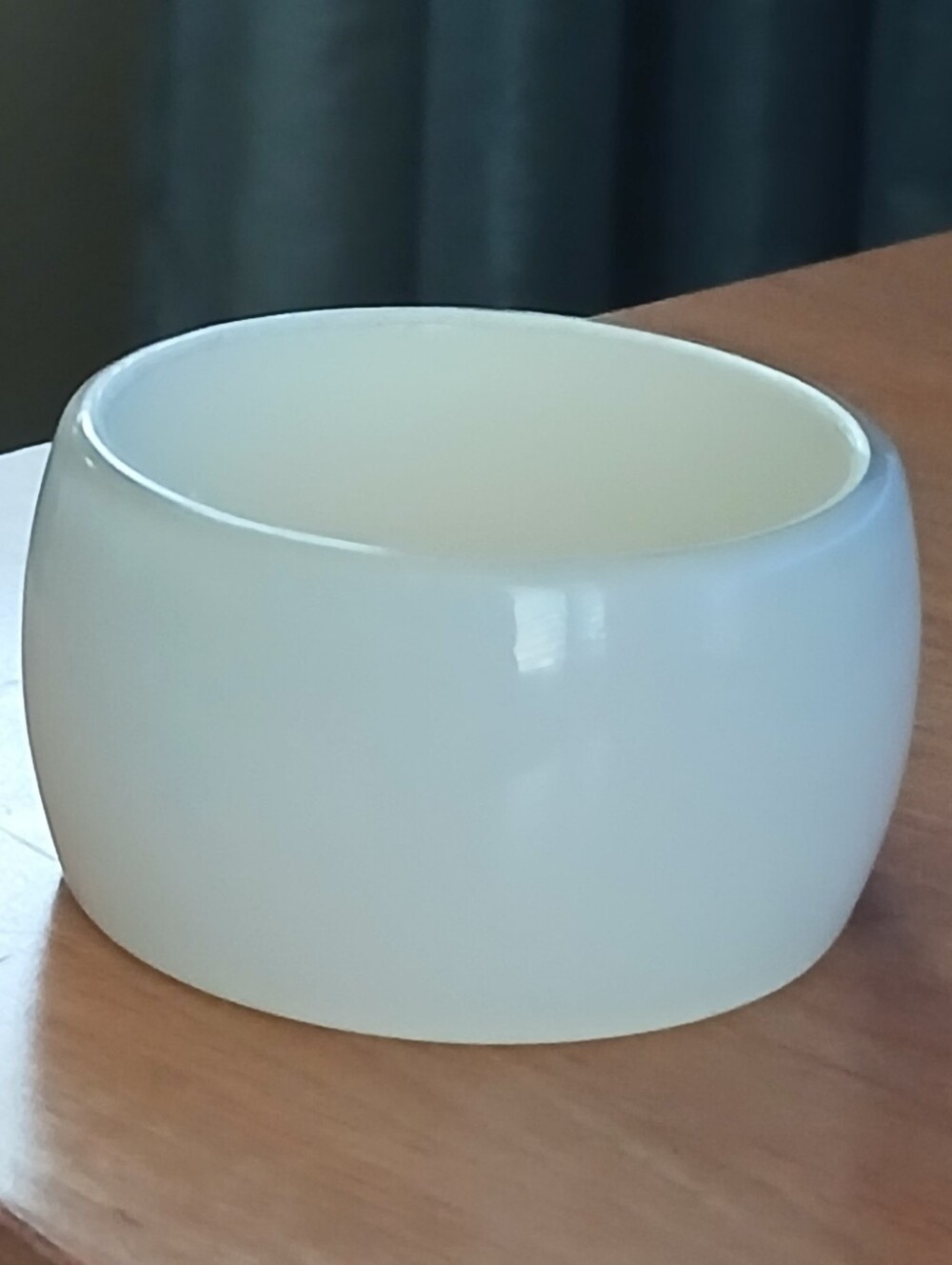 Vintage Ultra Wide Cream Resin Dome Bangle Bracelet 8"